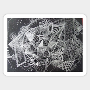 Geometric Pattern Silver on Black Sticker